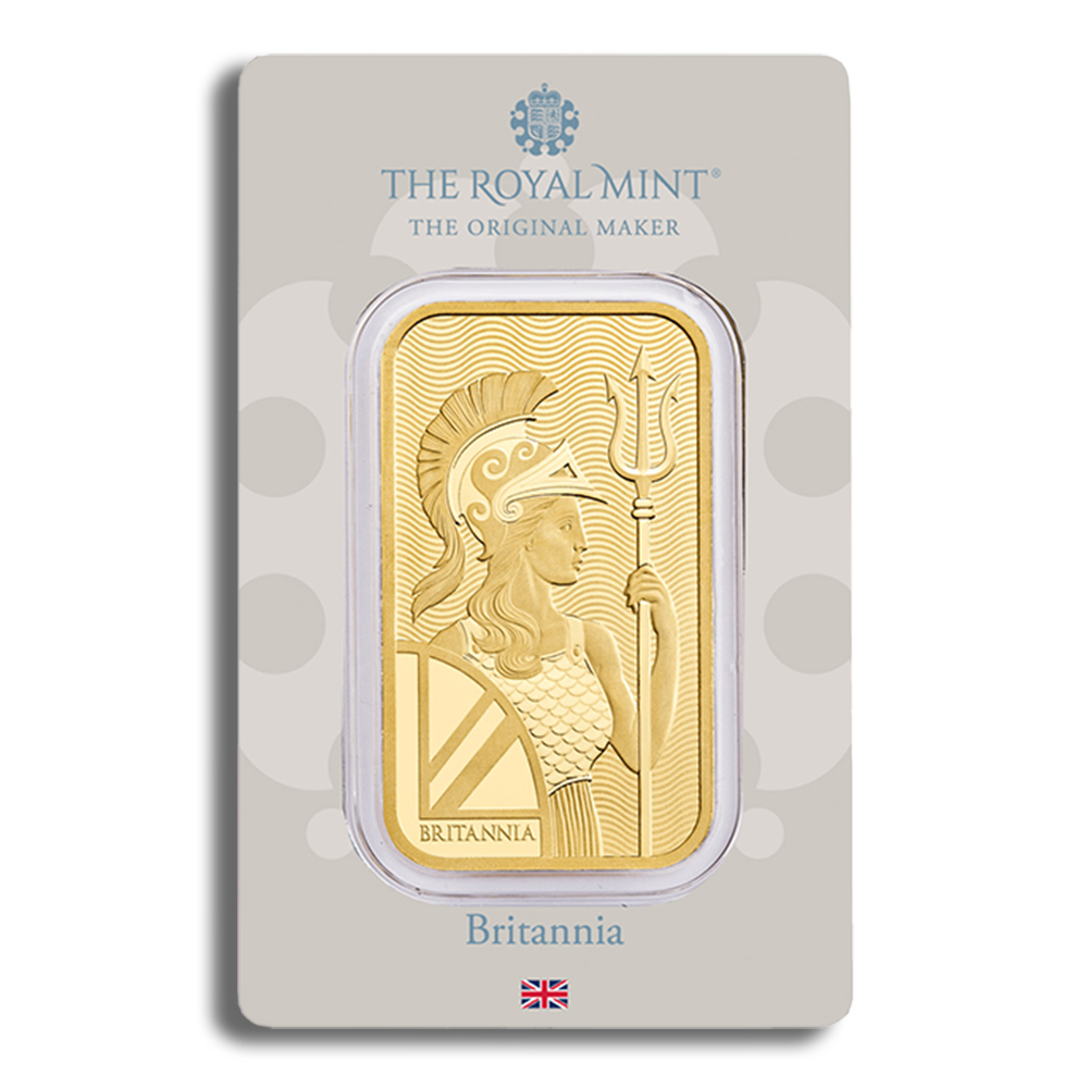 1 oz Gold Bar - Britannia (Carded) 1 oz Gold Bar - Britannia (Carded) - Image 1