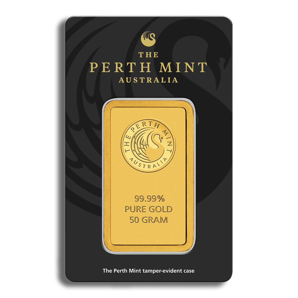 50 gram Gold Bar - Perth Mint (Carded) 50 gram Gold Bar - Perth Mint (Carded) - Image 1