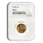 $5 Gold Liberty Half Eagle - NGC MS63