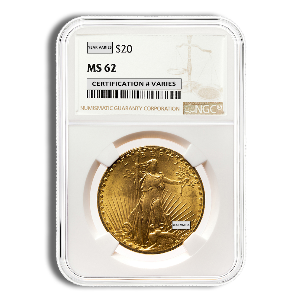 $20 Gold Saint-Gaudens Double Eagle - NGC MS62 $20 Gold Saint-Gaudens Double Eagle - NGC MS62 - Image 1