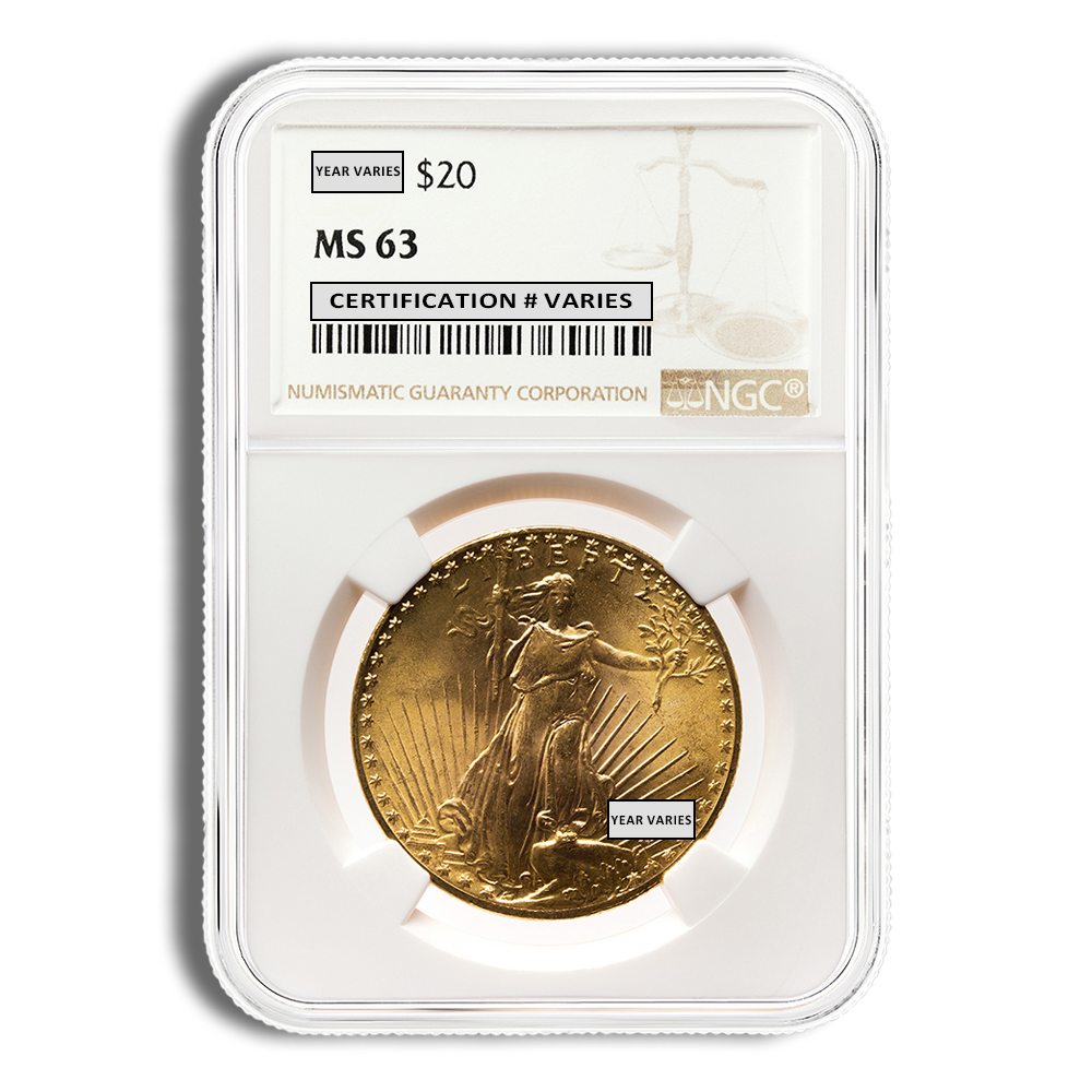 $20 Gold Saint-Gaudens Double Eagle - NGC MS63 $20 Gold Saint-Gaudens Double Eagle - NGC MS63 - Image 1