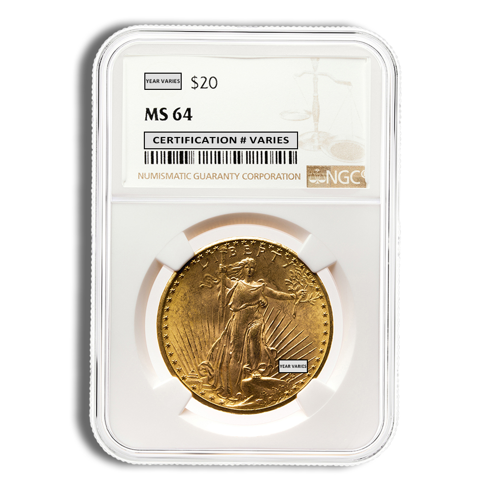 $20 Gold Saint-Gaudens Double Eagle - NGC MS64 $20 Gold Saint-Gaudens Double Eagle - NGC MS64 - Image 1
