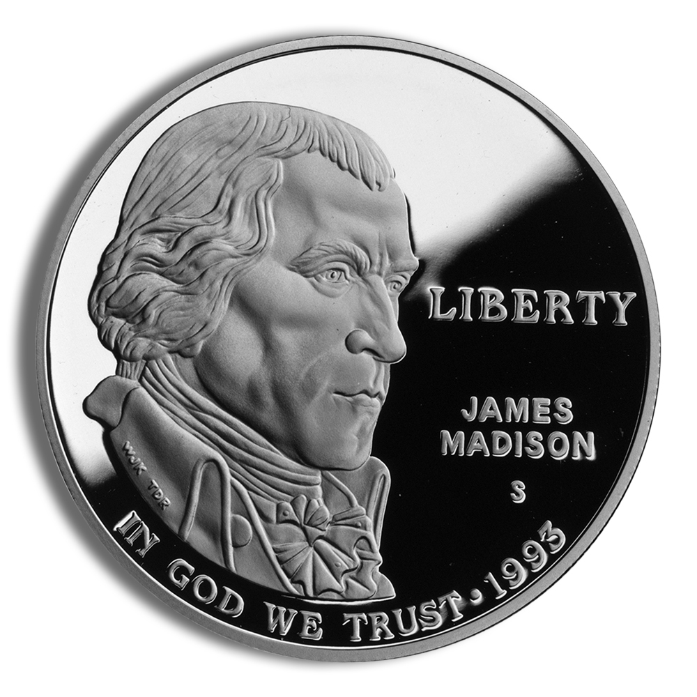 1993-S $1 Bill of Rights, Madison Silver Commem - Proof 1993-S $1 Bill of Rights, Madison Silver Commem - Proof - Image 1
