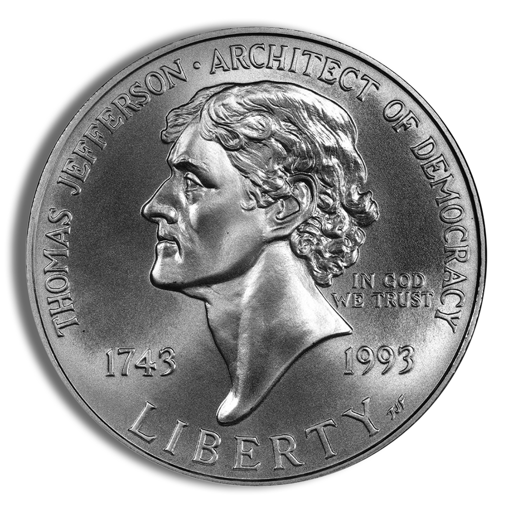 1993-P $1 Jefferson Silver Commem - BU 1993-P $1 Jefferson Silver Commem - BU - Image 1