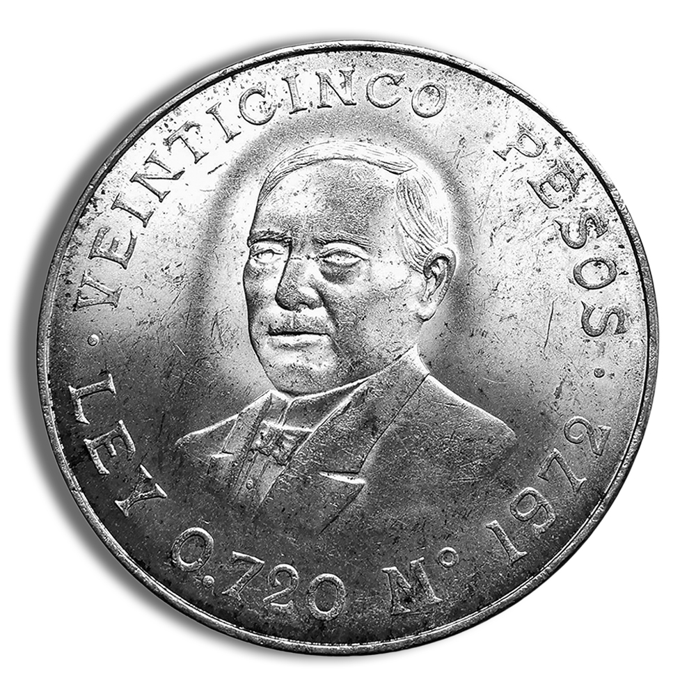 1972 Mexican 25 Pesos Juarez Silver Coin (AU/BU) 1972 Mexican 25 Pesos Juarez Silver Coin (AU/BU) - Image 1