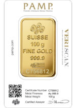 100 gram Gold Bar - PAMP Fortuna (Carded) - Image 2