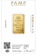 20 gram Gold Bar - PAMP Fortuna (Carded) - Image 2