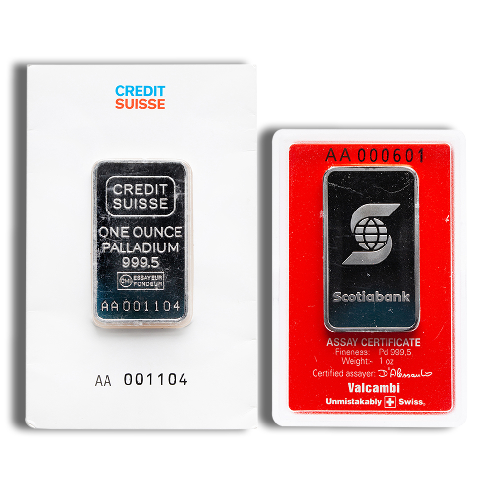 1 oz Palladium Bar - Brand Varies (Carded) 1 oz Palladium Bar - Brand Varies (Carded) - Image 1