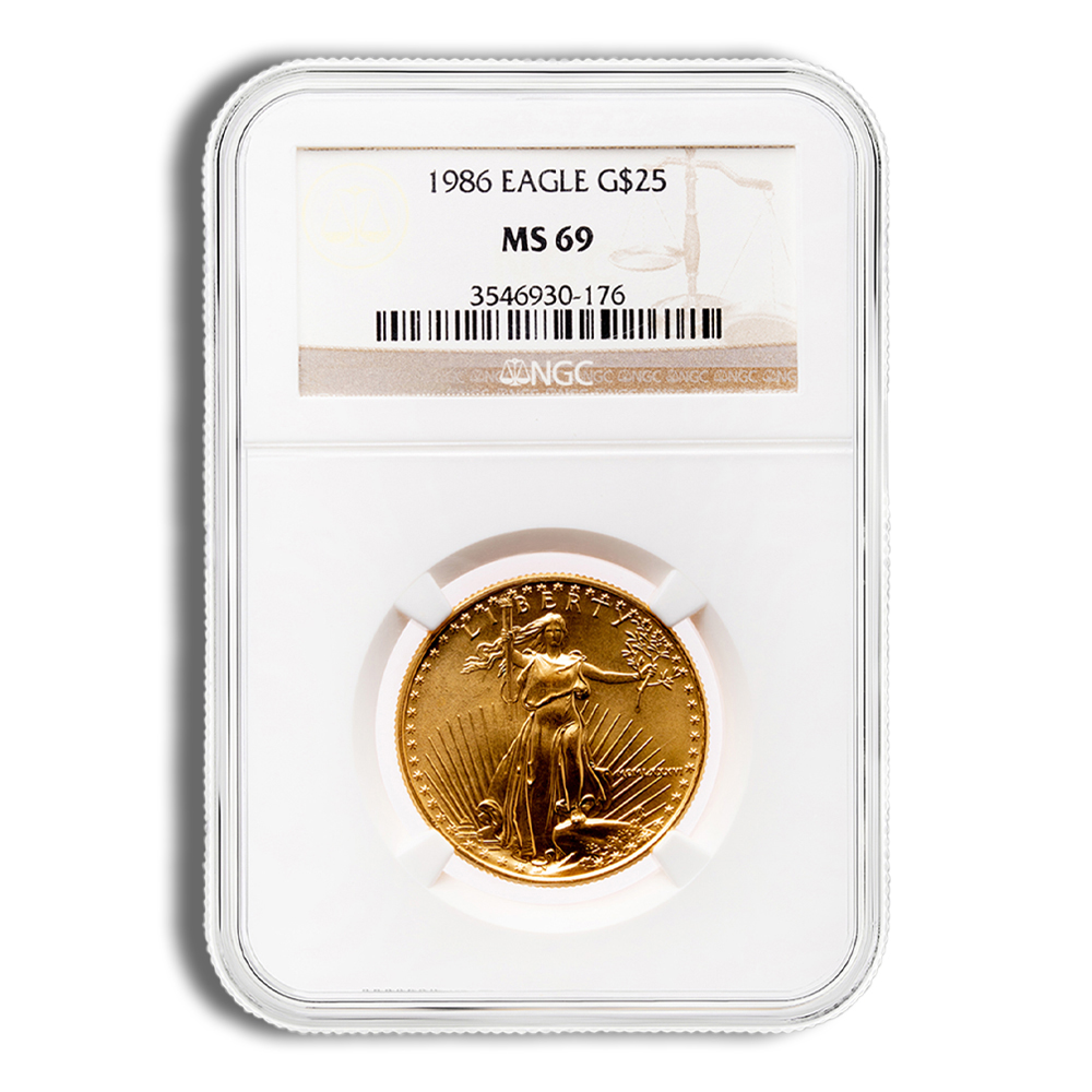 1986 1/2 oz Gold Eagle $25 NGC MS69 1986 1/2 oz Gold Eagle $25 NGC MS69 - Image 1