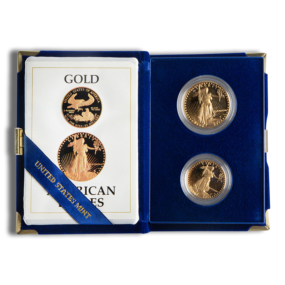 1987 Two Coin Proof Gold Eagle Set - Box/COA 1987 Two Coin Proof Gold Eagle Set - Box/COA - Image 1