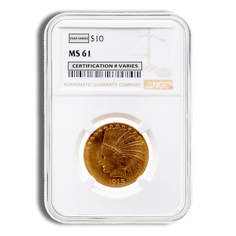 $10 Gold Indian Eagle - NGC MS61 $10 Gold Indian Eagle - NGC MS61 - Image 1