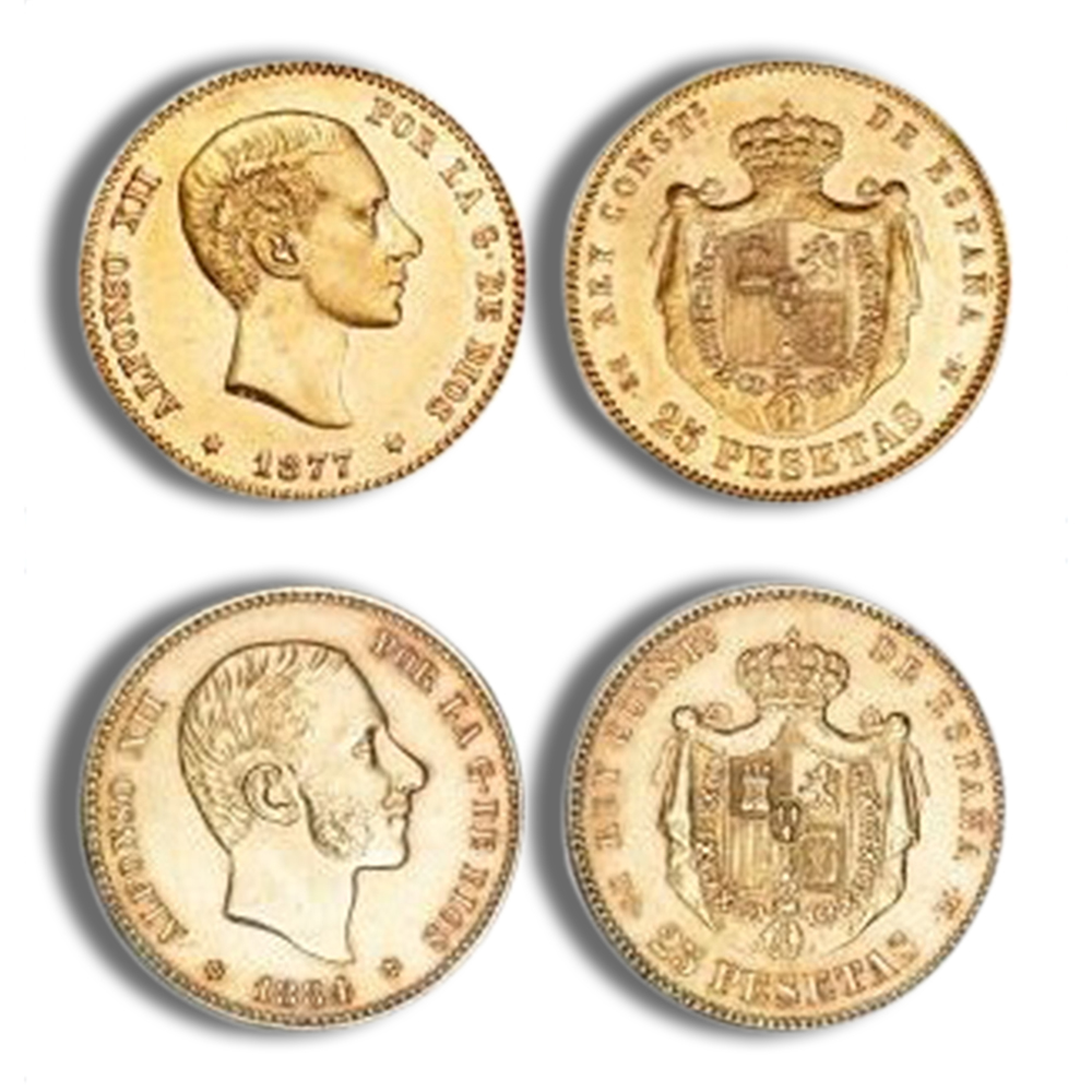 Spain 25 Pesetas Gold Coin Spain 25 Pesetas Gold Coin - Image 1