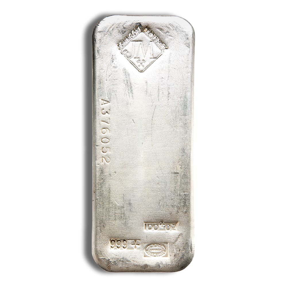 100 oz Silver Bar - Johnson Matthey - JM 100 oz Silver Bar - Johnson Matthey - JM - Image 1