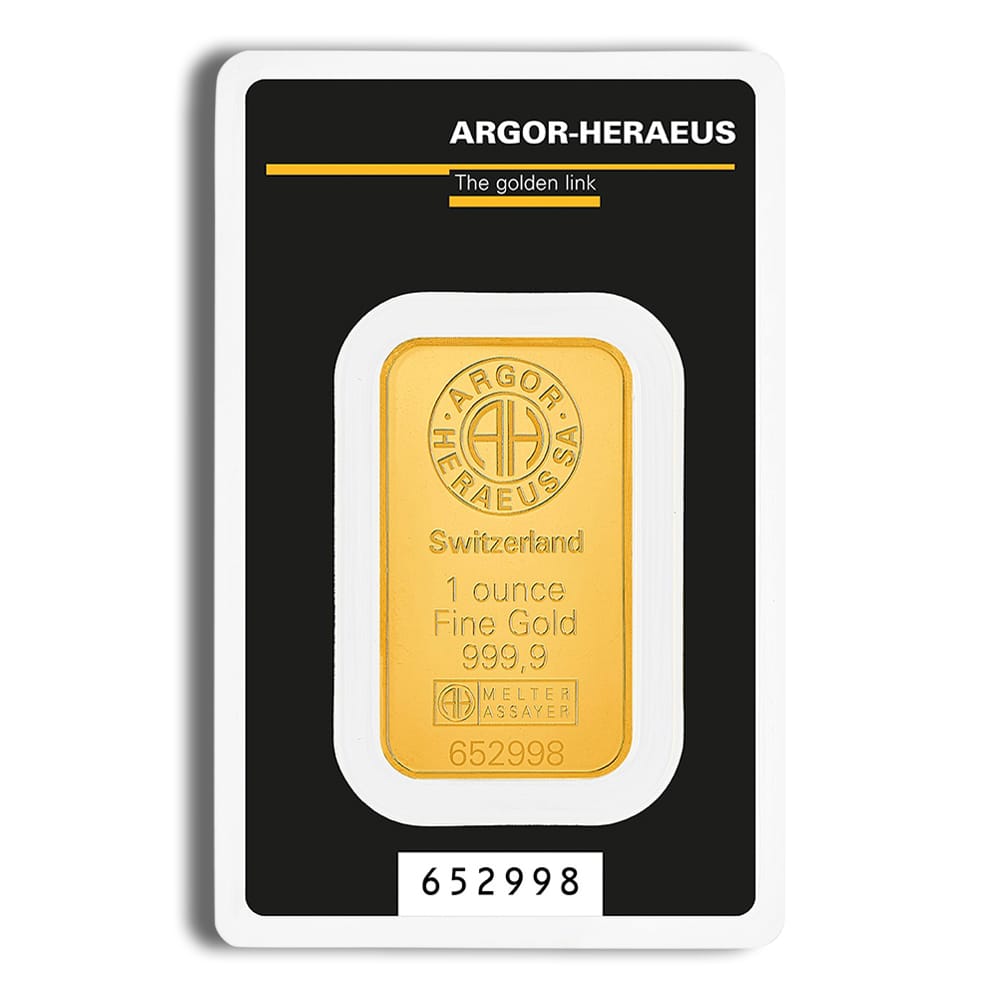 1 oz Gold Bar - Argor-Heraeus Kinebar (Carded) 1 oz Gold Bar - Argor-Heraeus Kinebar (Carded) - Image 1