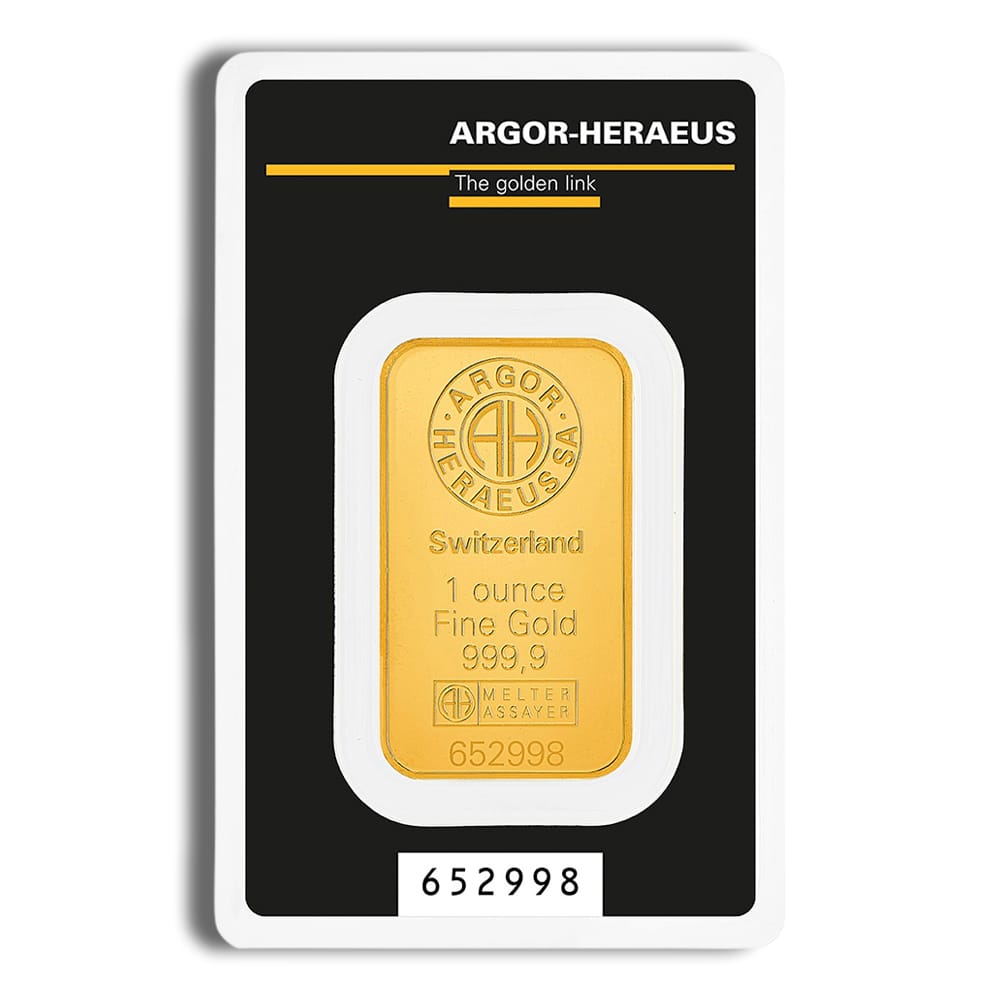 1 oz Gold Bar - Argor-Heraeus (Carded) 1 oz Gold Bar - Argor-Heraeus (Carded) - Image 1