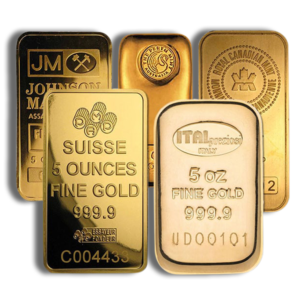5 oz Gold Bar - Brand Varies .9999 5 oz Gold Bar - Brand Varies .9999 - Image 1