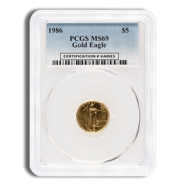 1986 1/10 oz Gold Eagle $5 PCGS MS69