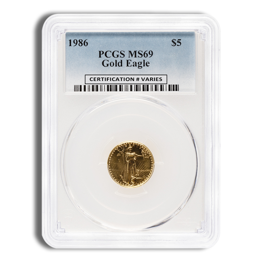 1986 1/10 oz Gold Eagle $5 PCGS MS69 1986 1/10 oz Gold Eagle $5 PCGS MS69 - Image 1