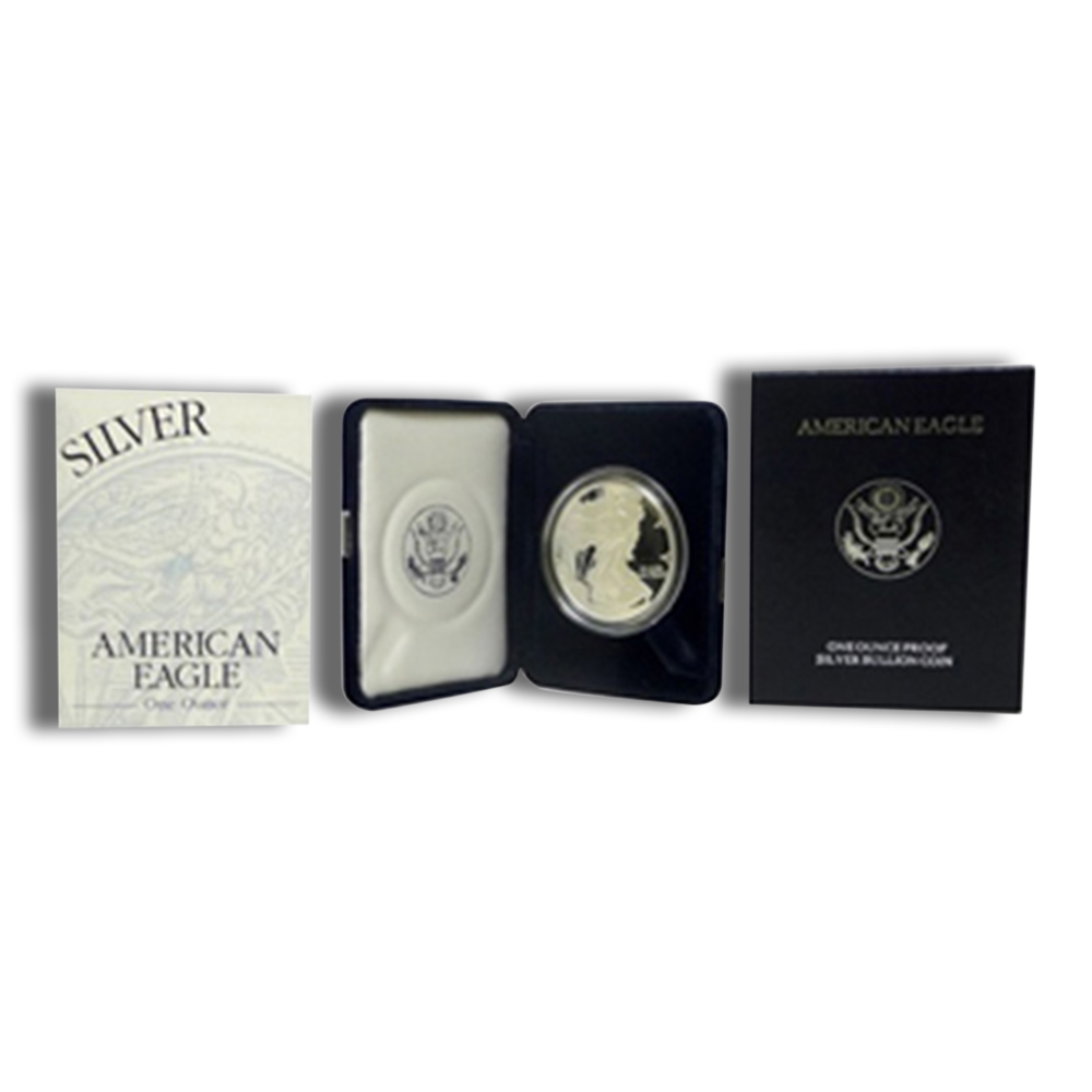 2002-W Proof Silver Eagle with Box & COA 2002-W Proof Silver Eagle with Box & COA - Image 1
