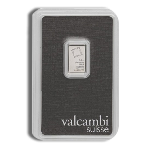 2.5 gram Platinum Bar - Valcambi (Carded)