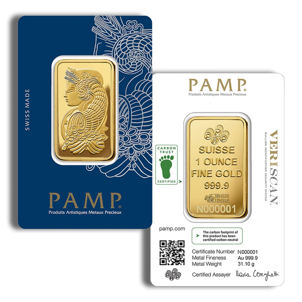 1 oz Gold Bar - PAMP Lady Fortuna Veriscan (Carded) 1 oz Gold Bar - PAMP Lady Fortuna Veriscan (Carded) - Image 1